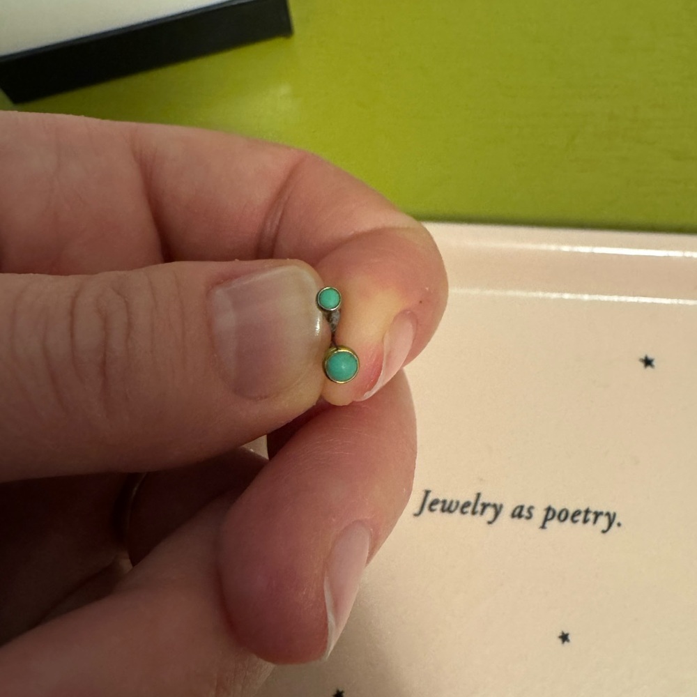 Anatometal turquoise threaded earrings.